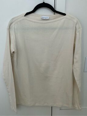 RAEY Cream Long-Sleeve Crewneck Top